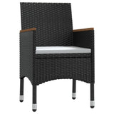 3 Piece Garden Dining Set with Cushions Black