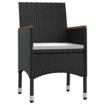 3 Piece Garden Dining Set with Cushions Black
