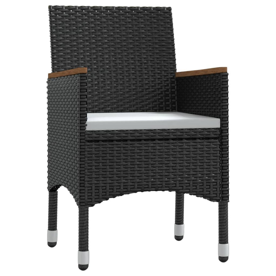 3 Piece Garden Dining Set with Cushions Black