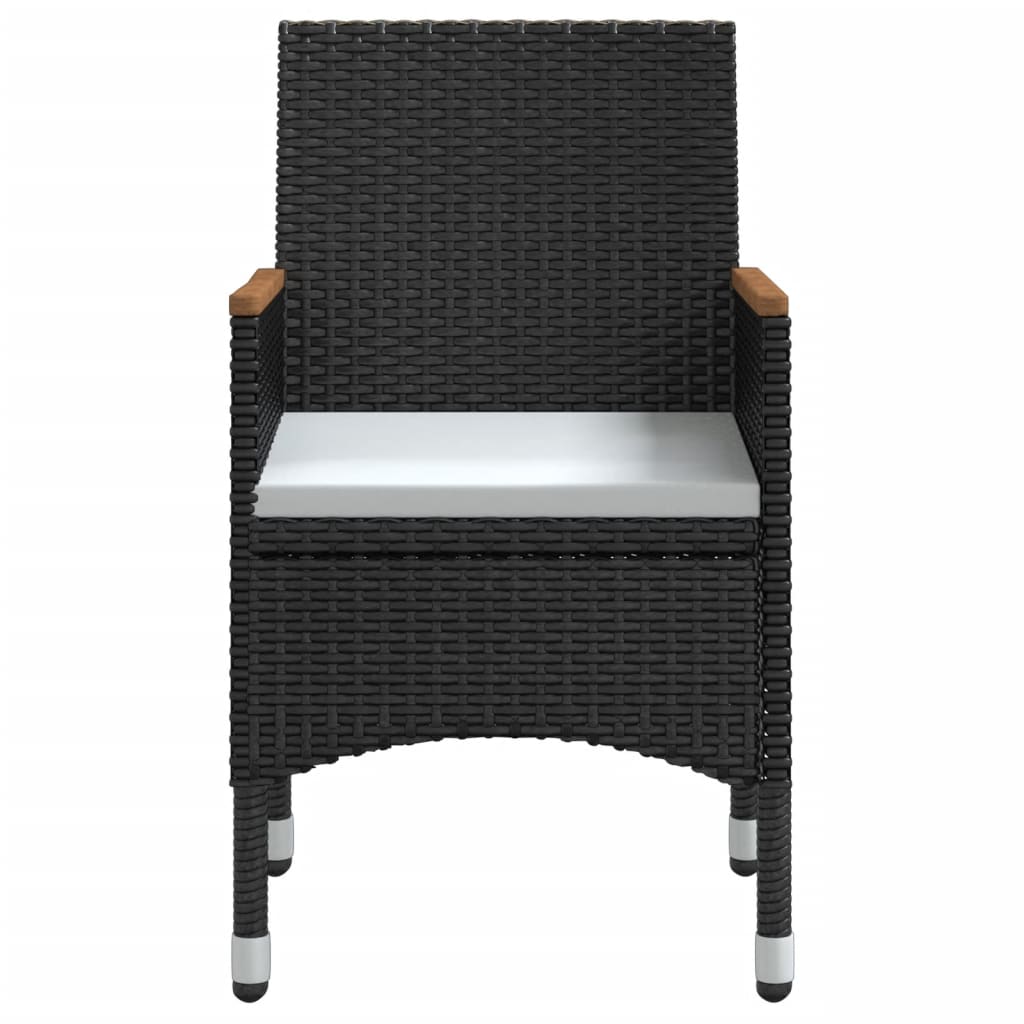 3 Piece Garden Dining Set with Cushions Black