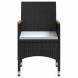 3 Piece Garden Dining Set with Cushions Black