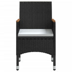 3 Piece Garden Dining Set with Cushions Black