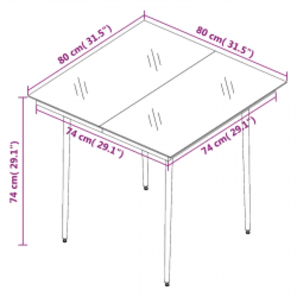 3 Piece Garden Dining Set with Cushions Black