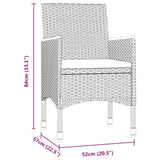 3 Piece Garden Dining Set with Cushions Black
