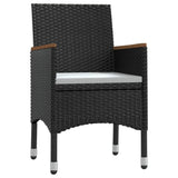 5 Piece Garden Dining Set with Cushions Black