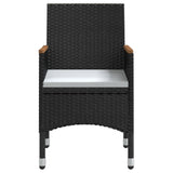 5 Piece Garden Dining Set with Cushions Black