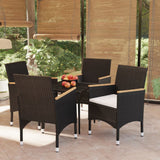 5 Piece Garden Dining Set with Cushions Black