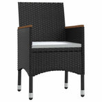 7 Piece Garden Dining Set with Cushions Black