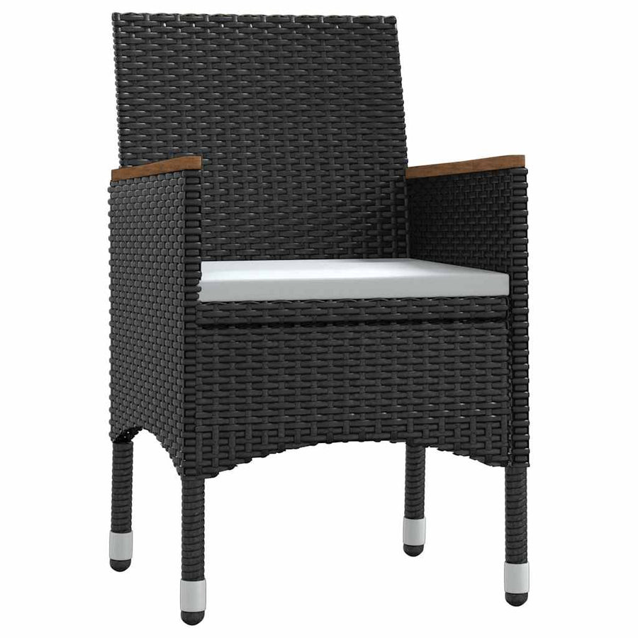 7 Piece Garden Dining Set with Cushions Black
