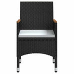 7 Piece Garden Dining Set with Cushions Black