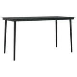 7 Piece Garden Dining Set with Cushions Black - 45-Degree Angle