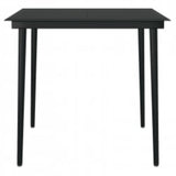 3 Piece Outdoor Dining Set with Cushions Grey and Black - Rear View