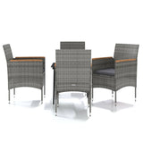 5 Piece Outdoor Dining Set with Cushions Grey and Black - Front View