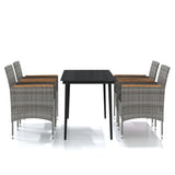 5 Piece Outdoor Dining Set with Cushions Grey and Black - Front View
