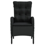 3 Piece Garden Dining Set with Cushions Black - Top-Down View