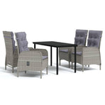 5 Piece Outdoor Dining Set with Cushions Grey and Black