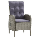 7 Piece Garden Dining Set with Cushions Grey and Black - Side View