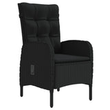 3 Piece Garden Dining Set with Cushions Black - Side View