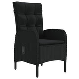 7 Piece Garden Dining Set with Cushions Black - Side View