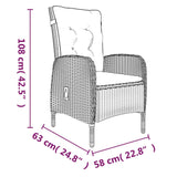 3 Piece Outdoor Dining Set with Cushions Grey and Black - Close-Up Angle