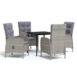 5 Piece Outdoor Dining Set with Cushions Grey and Black - Front View
