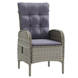 7 Piece Outdoor Dining Set with Cushions Grey and Black - Side View