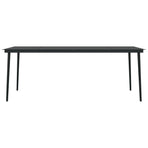 7 Piece Garden Dining Set with Cushions Grey and Black