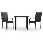3 Piece Garden Dining Set Black