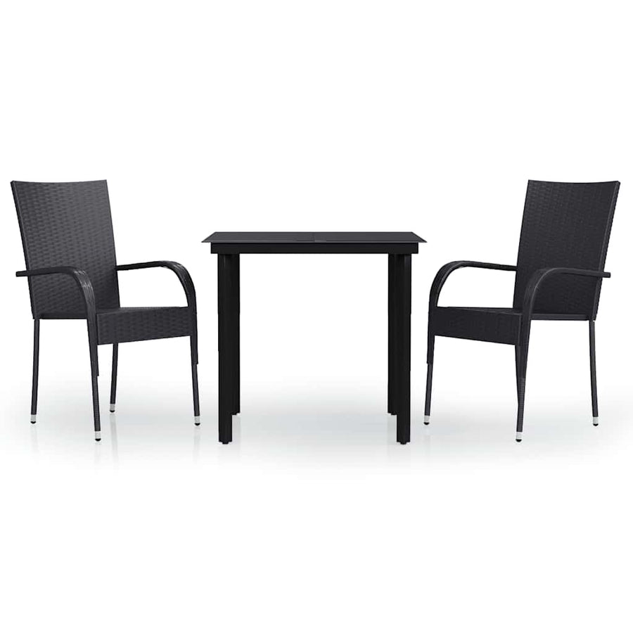 3 Piece Garden Dining Set Black