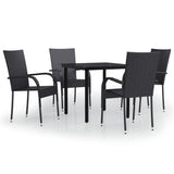 5 Piece Outdoor Dining Set Black - Front View