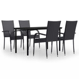 5 Piece Outdoor Dining Set Black - Front View