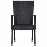 7 Piece Outdoor Dining Set Black - Top-Down View