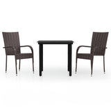 3 Piece Garden Dining Set Brown and Black