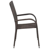3 Piece Outdoor Dining Set Brown and Black - Top-Down View