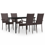 5 Piece Garden Dining Set Brown and Black