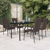 5 Piece Garden Dining Set Brown and Black