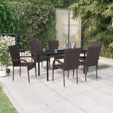 7 Piece Garden Dining Set Brown and Black