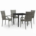 5 Piece Garden Dining Set Grey and Black