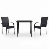3 Piece Garden Dining Set Black - Front View