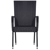 3 Piece Garden Dining Set Black