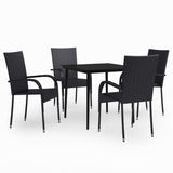 5 Piece Garden Dining Set Black - Front View