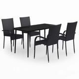 5 Piece Garden Dining Set Black - Front View