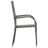 3 Piece Garden Dining Set Grey and Black - Top-Down View