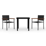 3 Piece Garden Dining Set Black - Front View