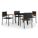 5 Piece Garden Dining Set Black - Front View