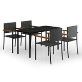 5 Piece Garden Dining Set Black - Front View