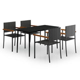 5 Piece Garden Dining Set Black - Front View