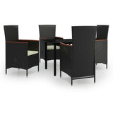 5 Piece Garden Dining Set with Cushions Black - Front View