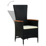 5 Piece Garden Dining Set with Cushions Black - 45-Degree Angle