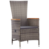 5 Piece Garden Dining Set with Cushions Grey - Side View